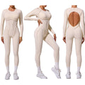New Custom Open Back Yoga Fitness Bodysuits Women One Piece Long Sleeve Women Jumpsuit