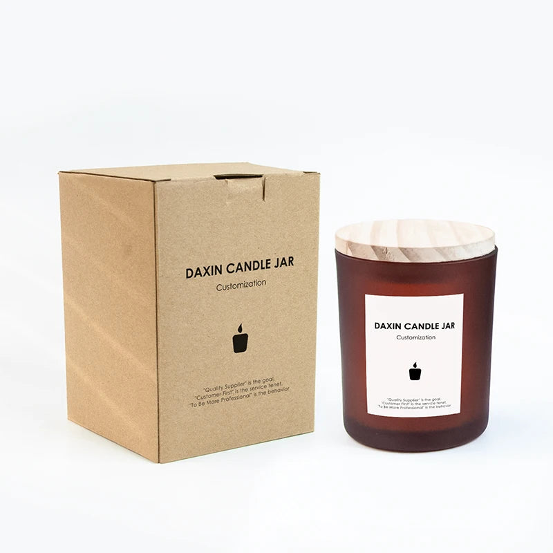 Wholesale Free Sample Custom Frosted Candle Jars Amber Candle Jar with Lid