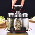 6pcs Rotating Steel Spice Jar Rack Standing Type Seasoning Bottle Rack Convenient 6 Pack Spice Organizer