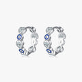 925 Sterling Silver Gold Trendy Wedding Gift Fashion Party Bezel Set Hearts Zircon CMA Certified Evil Eyes Charm Hoop Earrings