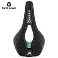 WEST BIKING 3D Printed T800 Carbon Fiber Saddle Hollow Air Guide Bicycle Saddle 3D Short Nose Design Bike 3D Saddle