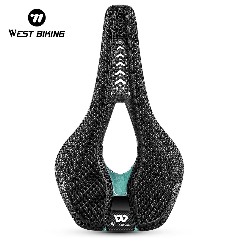 WEST BIKING 3D Printed T800 Carbon Fiber Saddle Hollow Air Guide Bicycle Saddle 3D Short Nose Design Bike 3D Saddle