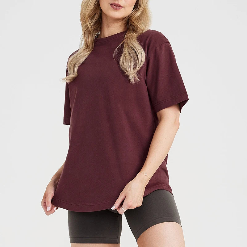 Fitness Clothing Women Short Sleeves Cotton Active Oversize Fit T Shirt for Women