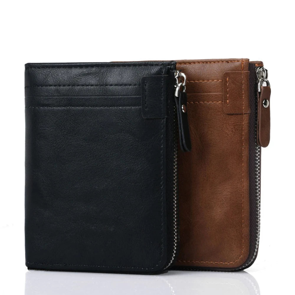 New RFID Blocking Large Capacity PU Leather Purse Card Wallet Short Wallet for Men Hold Cash Coin ID Cards