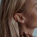 J&D Pearl Shape Waterproof Ear Clip PVD 18k Real Gold Plated Stainless Steel Zircon Ear Cuff Stylish