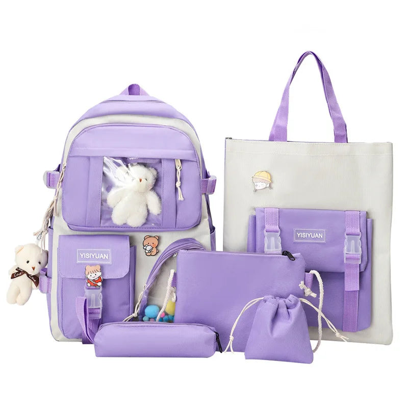 Wholesale Custom Girls pink Backpack School Bag Set Backpack