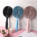 Salon Hair Styling Tool Custom Logo Printing Cushion Massage Hairbrush ABS Vent Detangling Curved Design Waterproof for Curly