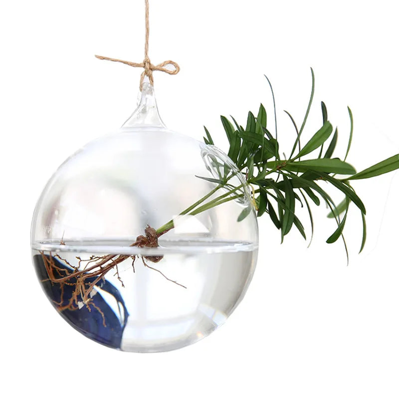 Dropshiping Glass Large Hanging Planters Water Air Plant Succulent Containers Terrarium Kits 2 Holes With Strings Rope for Home