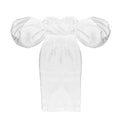 QUEENSGOWN  Puff Sleeve Mermaid Knee-length Dress Bridal Ivory Sweetheart Bandage Prom Dress