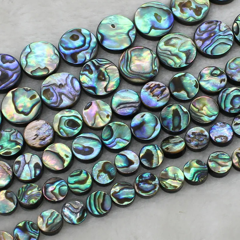 New Natural Coin Flat Round Assembled Abalone Shell Bead String for DIY Jewelry Making 8mm 10mm 12 mm 14mm