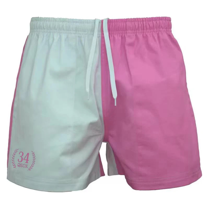 Custom 100% Cotton Twill  Embroidered Logos Multicolor Unisex Rugby Footy Shorts