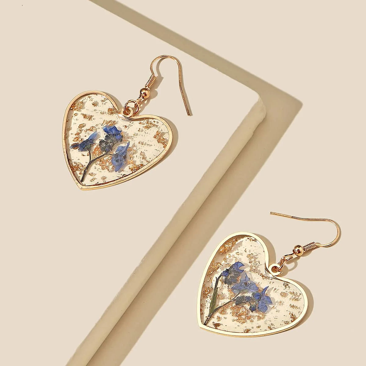 New Arrival Girl Alloy Pendiente ODM Hook Heart Earrings Transparent Acrylic Epoxy Resin Flower Earring Women Jewelry