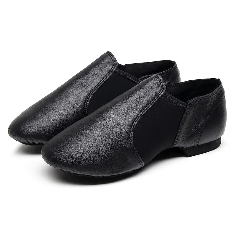 Brown Genuine Leather Soft Ballet Shoes Non slip Gymnastics Shoes Black Jazz Dance Shoes