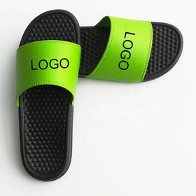 Factory Fashion Trend Popular Custom Logo PVC Male Slippers Summer Outdoor Anti-slip Massage Sole Soft Comfortable MEN Slides