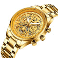 NIBOSI 2385 24K Gold Face Alloy Case Stainless Steel Strap 42mm Dial Man Watch
