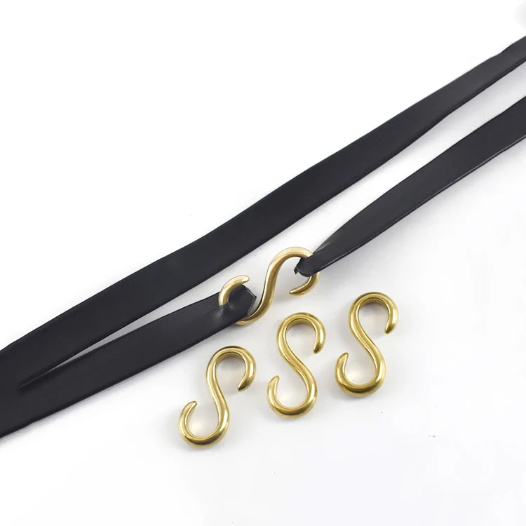 Deepeel F1-43 S Shape Solid Brass Buckle DIY Leather Bracelet Connection Buckles Bag Strap Hardware Accessories Pure Copper Hook