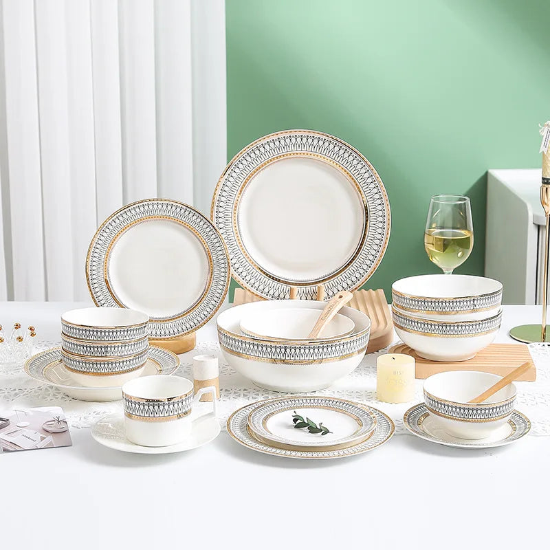 Customizable Creative Ceramic Western Food Plate Hotel Tableware Set Household Bone China Dish Steak Plate Dinnerware Sets