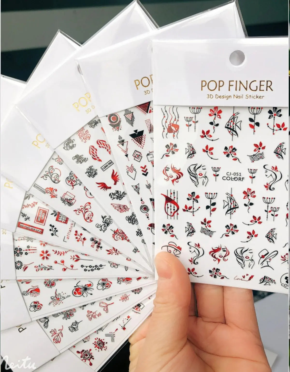 New Popular Nail Art Embossed Laser Adhesive Decorative Flower 3d Gel Nail Sticker for Girl
