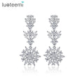 LUOTEEMI New Arrival Large Zircon Hot Sale Earing Flower Bridal Drop Jewelry Lady Wholesale Fashion Winter Earring 2024