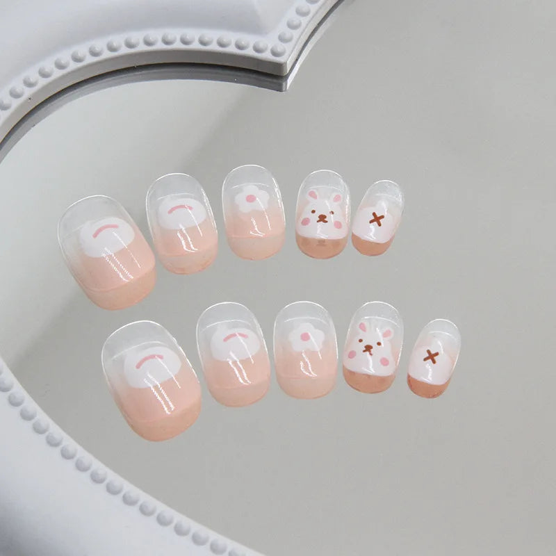 Press on Nails Short Wholesale Little Rabbit Student Detachable Finger ABS 24 Pcs Manicure Wear