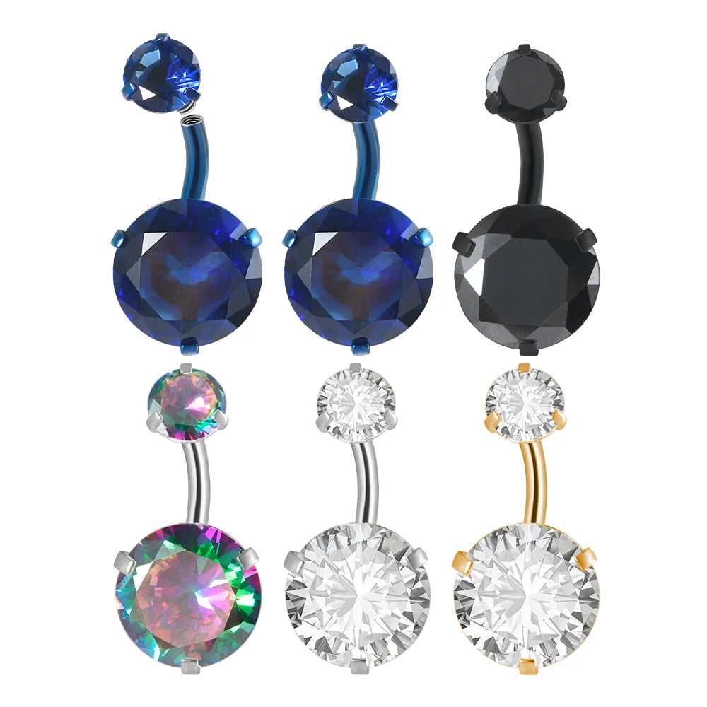 Wholesale 14G Surgical Steel Solid Belly Button Rings Internal Thread Butterfly Navel Zircon Piercing Jewelry Navel Piercings