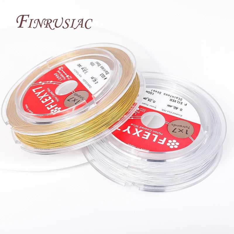 100m/roll 0.4MM DIY Tiger Tail Beading Wire Stainless Steel Flat Jewelry Making Accessories Handmade & Strong-Resistant Line