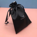 Wholesale Black Drawstring Custom Satin Jewelry Bag with White Satin Lining Satin Jewelry Package Pouches Bags with Logo