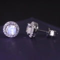S16A Women Fine Jewelry Wholesale Rose Gold Plated 925 Sterling Silver Natural Blue Moonstone Stud Earrings