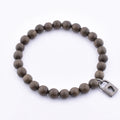 Hot Sale Men's Vintage Wood and Stainless Steel Locket Bracelet 6MM Petrified Silk Wood Bead Charm Bracelet
