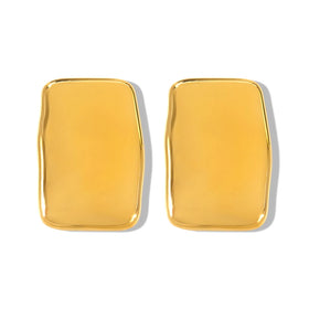 Classic Vintage Fashion Jewelry Stud Earrings PVD 18k Gold Plate Titanium Earrings Chunky Square Fancy Earrings