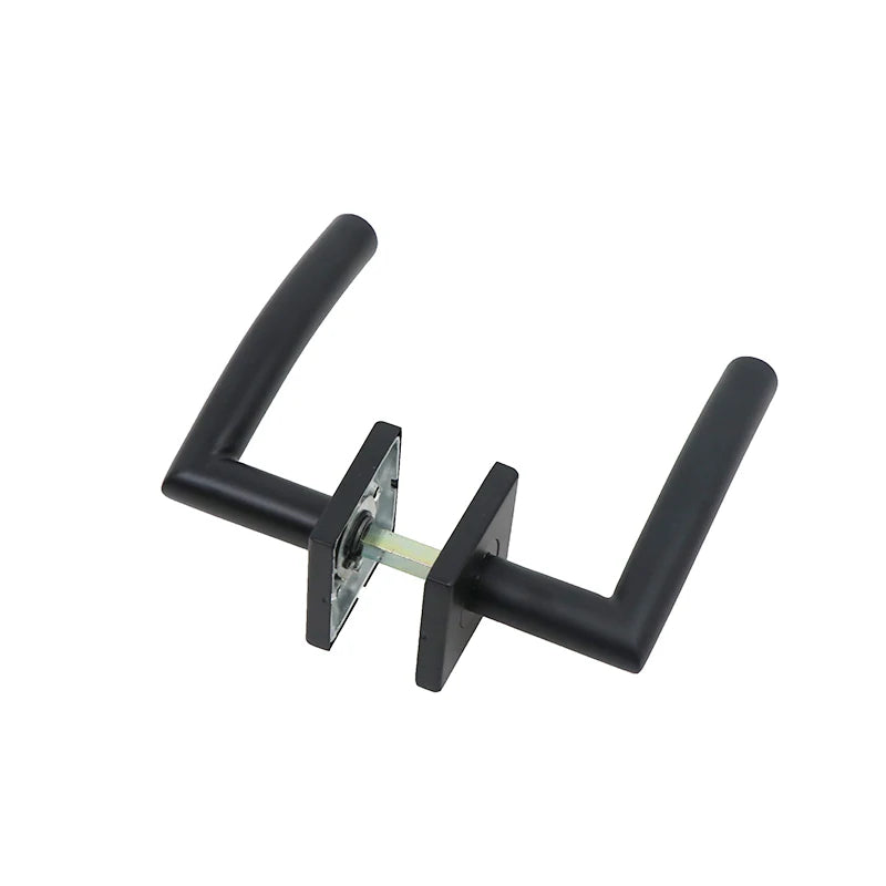 Black Powder Coating Stainless Steel Round Tube Handle Entrance Interior Square Rosette Lever Door Locks With Handles Interior