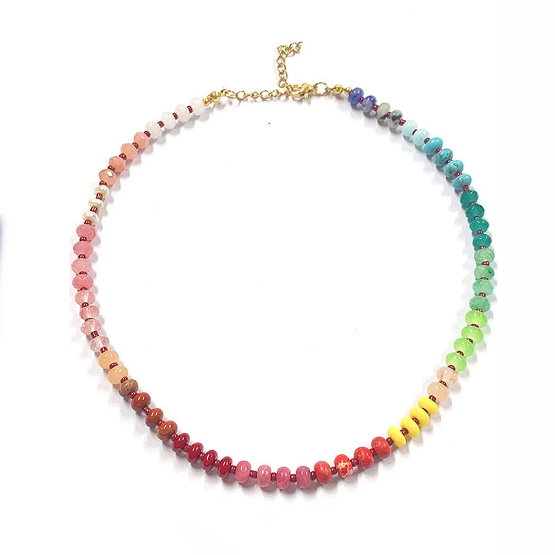 Zooying Vintage Charm Natural Stone Necklace  New Accessories Oval Stone Pendant Choker Man Women Necklace  Healing Necklace