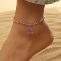 Tennis Chain Purple Bear Anklet  Women Candy Color Gummy Mini New Animal Pendants Tobillera De Oso Bear Anklets