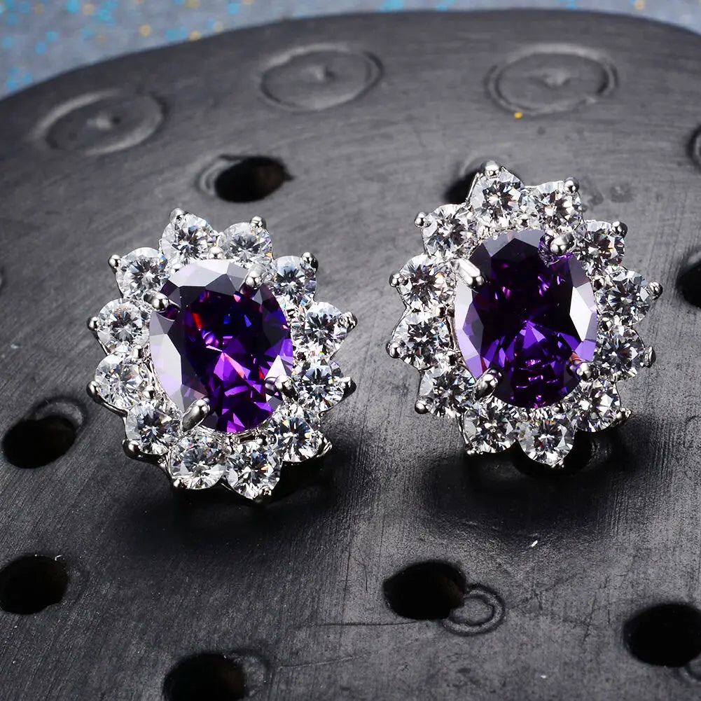 Huitan Beautiful Colorful Sun Flower Zircon Full Filled Romantic Stud Earrings Girls Lady Sweet Fashion Earrings Women