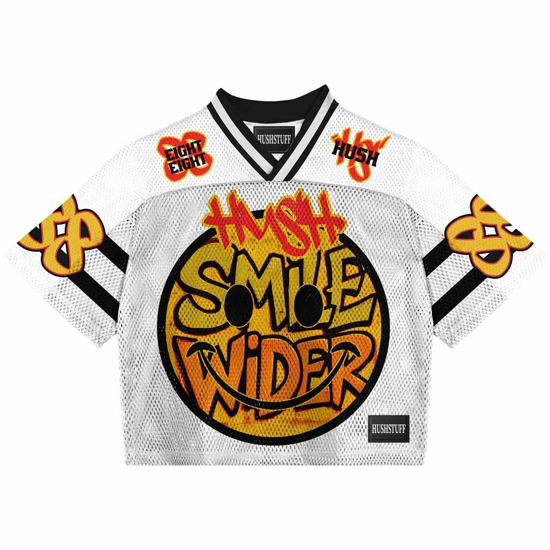 Custom Oversized Mesh Polyester Graphic T-shirt Cropped Football Jersey Streetwear Mesh Boxy American Football Jersey