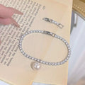 17or19CM Long Crystal & Freshwater Pearl Pendant Bracelet 10-11MM Round Edison for Wedding Party or Gift