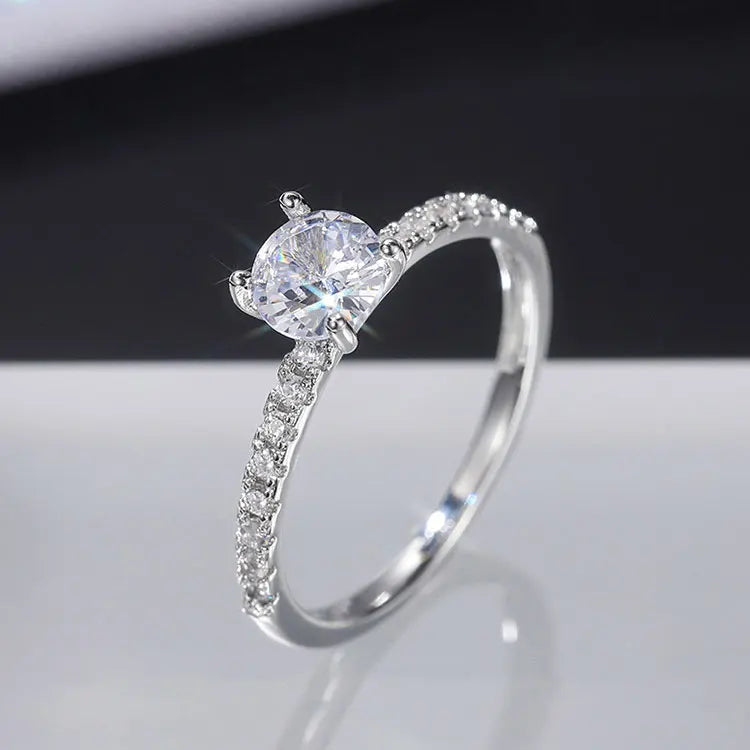 SC Wholesale Minimalist Thin Zircon Wedding Rings Gift Fashion Classic 6mm Cubic Zirconia Diamond Engagement Rings for Women