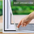 Adjustable DIY PVC Magnetic Window Screen Replacement Easy Cut-to-Fit Fiberglass Mesh White Frame for Doors Windows