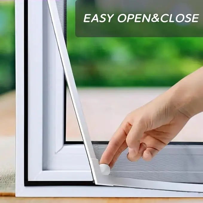 Adjustable DIY PVC Magnetic Window Screen Replacement Easy Cut-to-Fit Fiberglass Mesh White Frame for Doors Windows