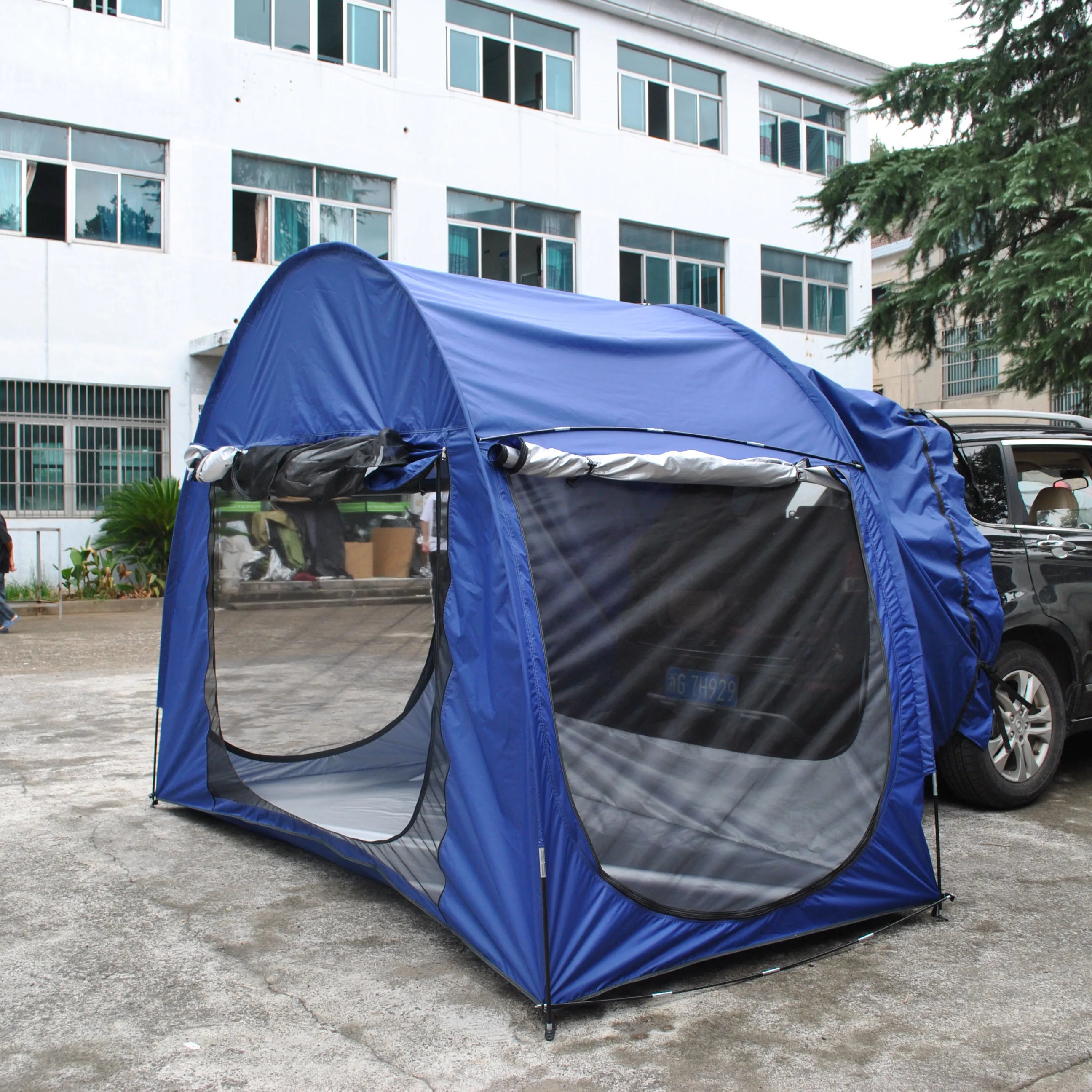Outdoor SUV Car Rear Extension Tent with Self-Driving Tour Wilderness Anti-Mosquito Sunshade Canopy for Sunshades and Halle