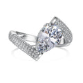 Dylam Wholesale Luxury Custom Pear Shape Cz Cubic Zirconia Ring 925 Wedding and Engagement Sterling Silver Set Rings for Women