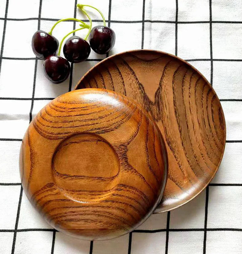 Wooden Tableware Whole Wood Plate Japanese Hotel Dessert Plates Solid Wood Fruit Plate Home Wholesale