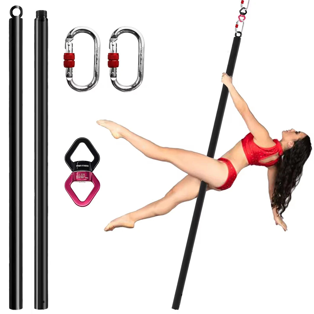2M Silver Flying Pole for Home Stainless Steel Aerial Dancing Equipment