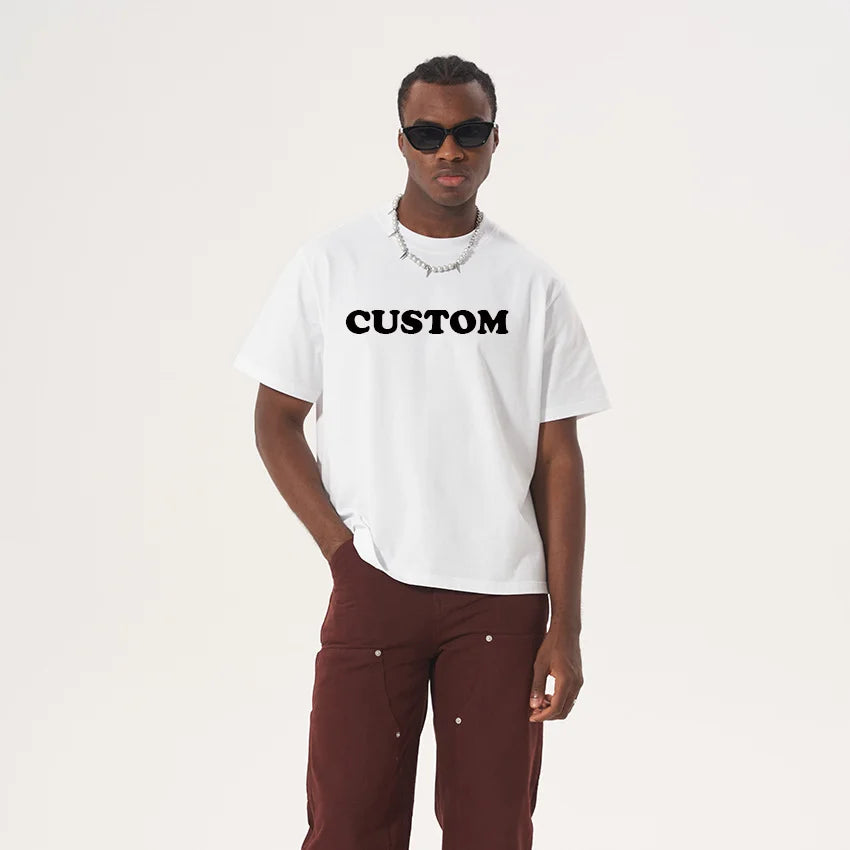 Moq:1 Box Fit Streetwear Graphic Tees Blank Tshirt Plus Size Men's Clothing T-shirtCustom Vintage Oversized T Shirt