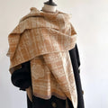 High-End Stylish Double-Sided Camellia Shawl Thickened Faux Cashmere Scarf for Women Warm Winter Autumn Fashion-Made Polyester