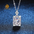 Silver 925 Original Diamond Test Past Emerald Cut 1 Carat D Color Moissanite Wedding Pendant Necklace for Women Gemstone Jewelry