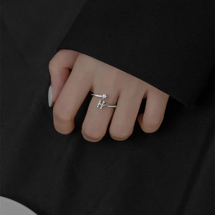 First Name Letter Jewelry Initials Inlay Cubic Zirconia Adjustable Ring 925 Sterling Silver Band Rings Women