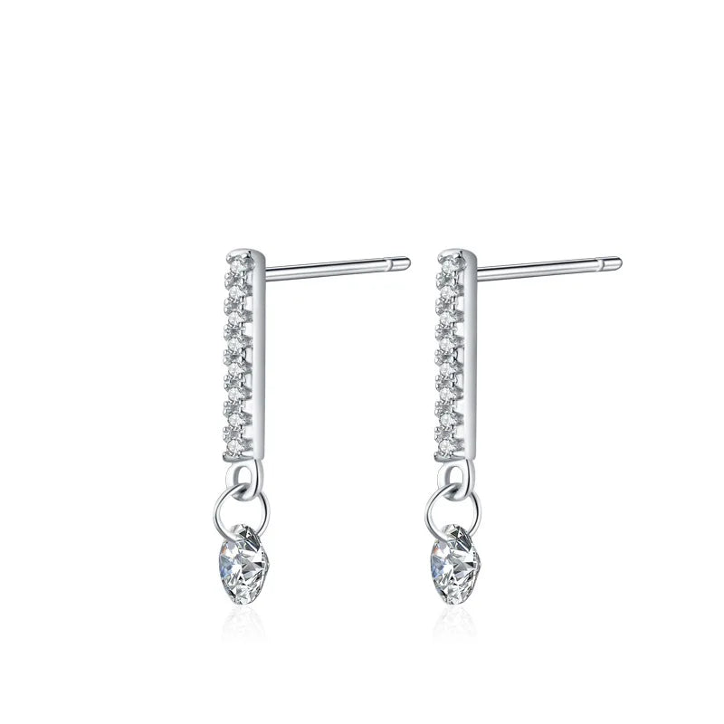 Customized Ladies 925 Silver Stud Earrings Classic Zircon Fine Jewelry for Women Wedding Engagement & Anniversary Perfect Gift