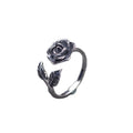 S925 Sterling Silver Rose Ring for Women Open Design Chinese Wind Thai Craft Fashion Jewelry for Anniversary Birthday Gifts