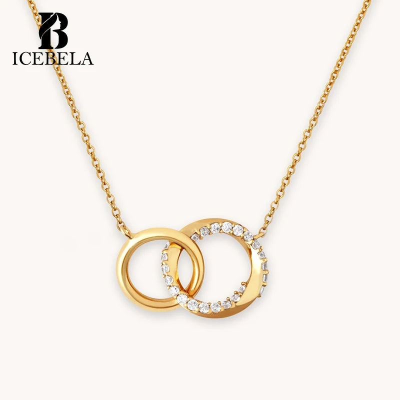ICEBELA Wholesale Trendy Fine Jewelry 925 Sterling Silver Chic Light Luxury Orbit Zircon Chain Pendant Necklaces for Women